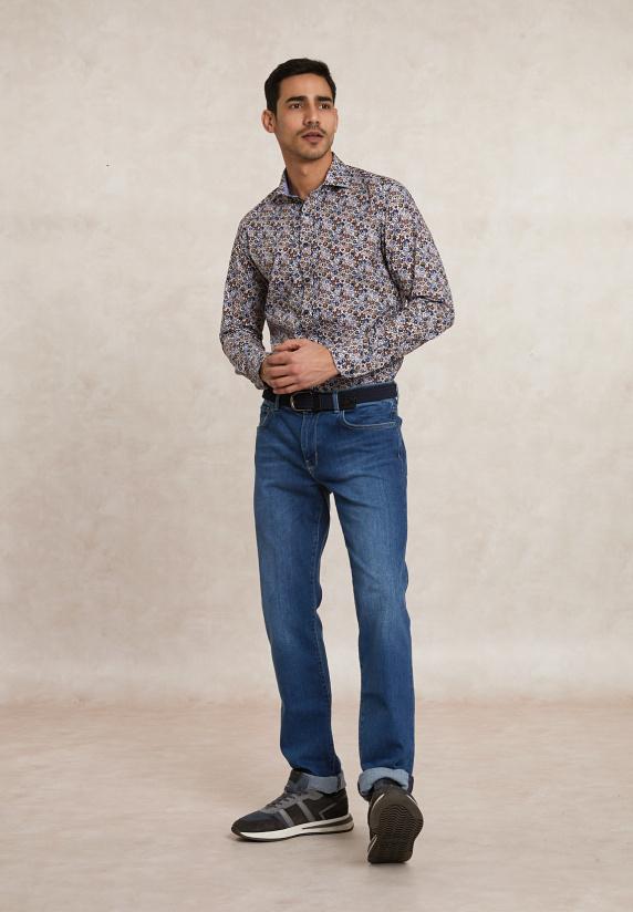 River Woods Custom Fit Katoenen Gebloemd Hemd Multi