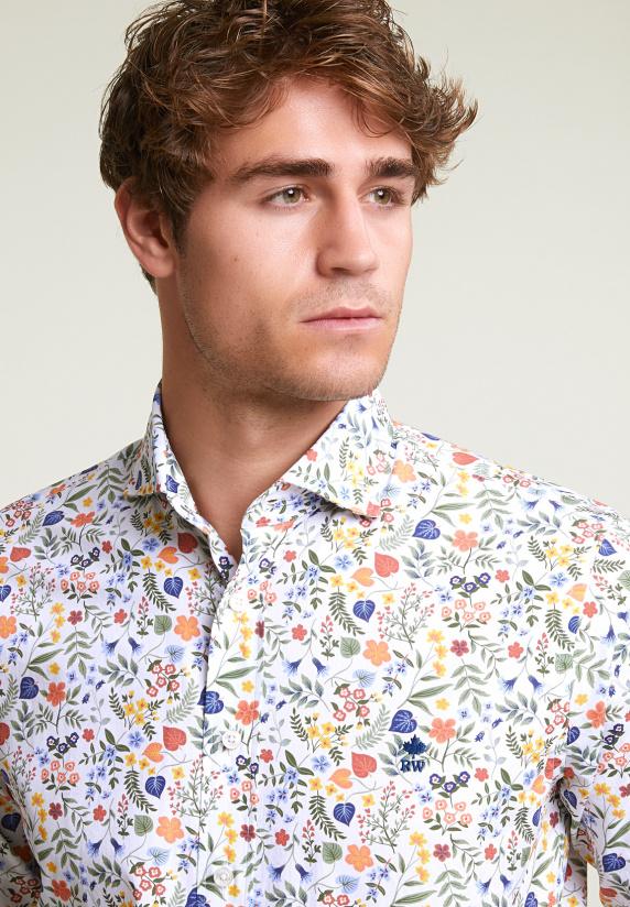 River Woods Custom Fit Katoenen Gebloemd Hemd Multi