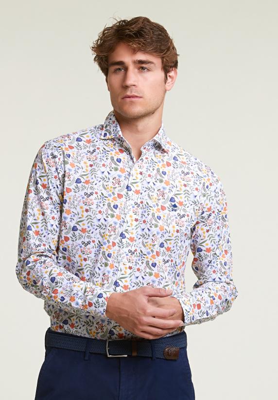 river woods Custom fit katoenen gebloemd hemd multi