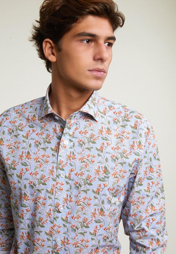 River Woods Custom Fit Katoenen Gebloemd Hemd Multi