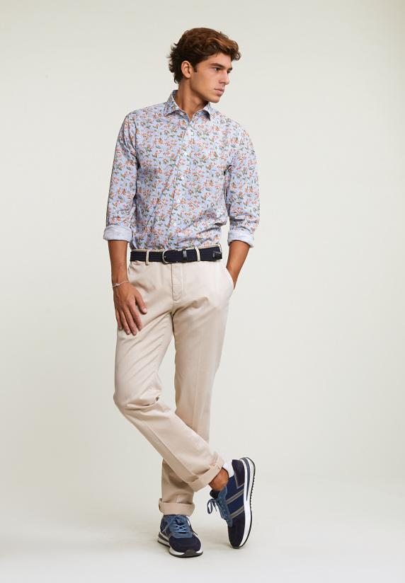 River Woods Custom Fit Katoenen Gebloemd Hemd Multi