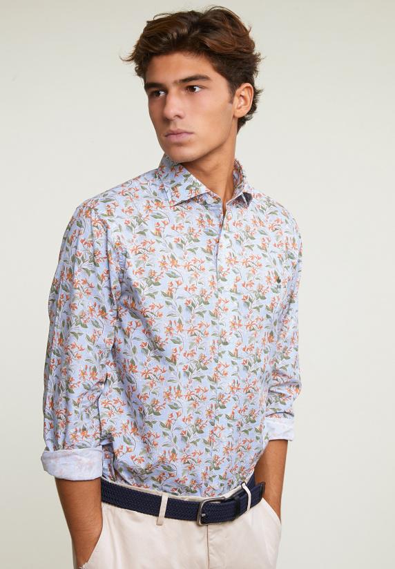 river woods Custom fit katoenen gebloemd hemd multi