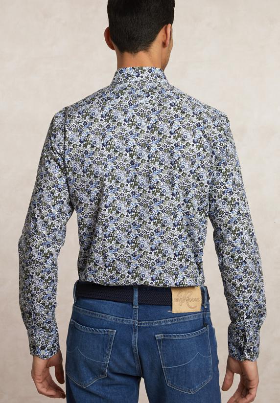 River Woods Custom Fit Katoenen Gebloemd Hemd Multi