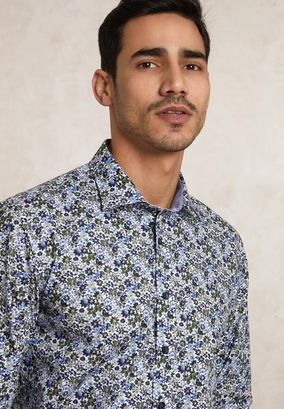 River Woods Custom Fit Katoenen Gebloemd Hemd Multi