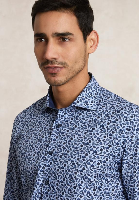 River Woods Custom Fit Katoenen Gebloemd Hemd Multi