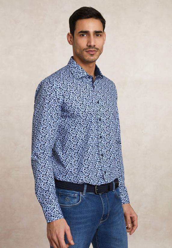 river woods Custom fit katoenen gebloemd hemd multi