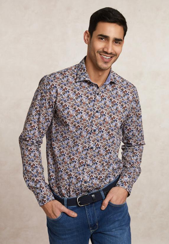 river woods Custom fit katoenen gebloemd hemd multi