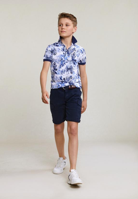 River Woods Custom Fit Katoenen Gebloemde Polo écru