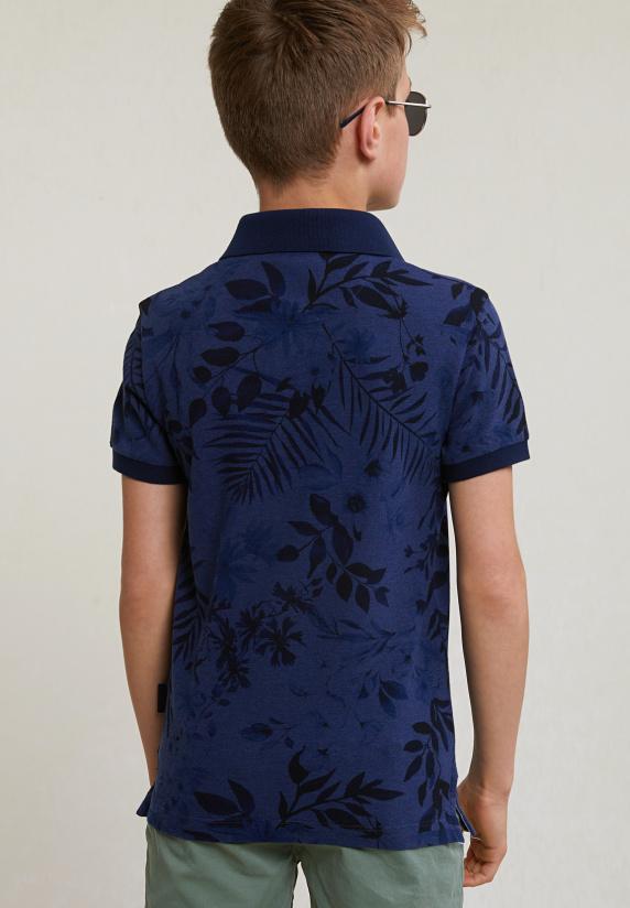 River Woods Custom Fit Katoenen Gebloemde Polo Korte Mouwen Saphire Mix