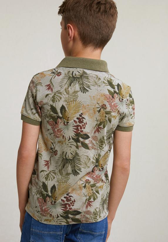 River Woods Custom Fit Katoenen Gebloemde Polo Lt Safari Mix