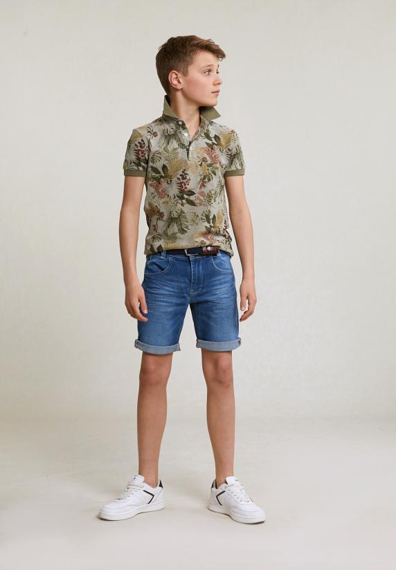 River Woods Custom Fit Katoenen Gebloemde Polo Lt Safari Mix