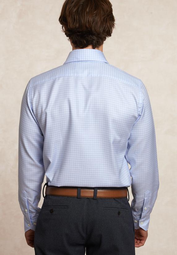 River Woods Custom Fit Katoenen Geruit Hemd Blauw/wit