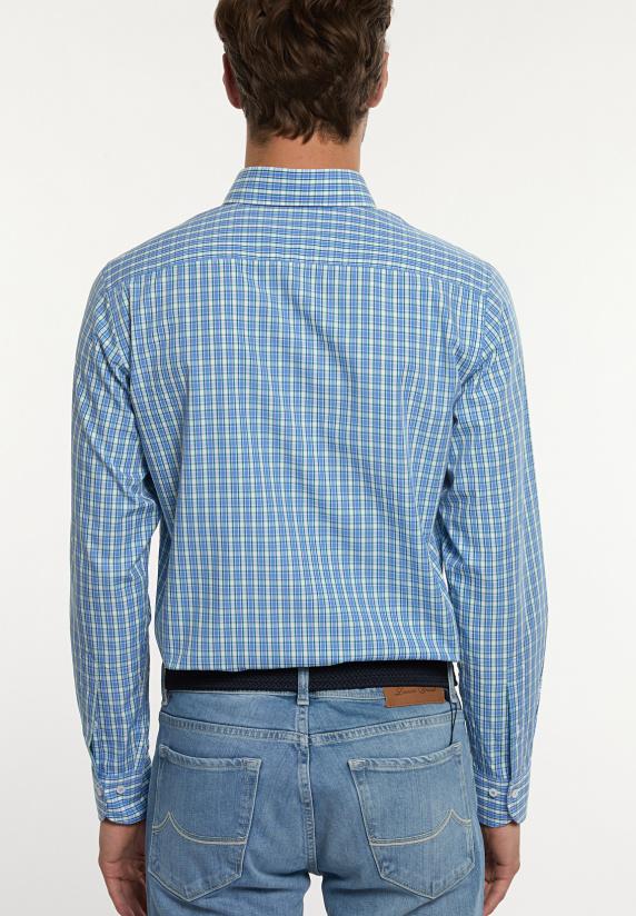 River Woods Custom Fit Katoenen Geruit Hemd Groen/blauw