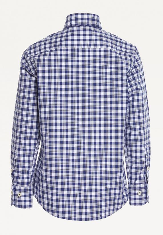 River Woods Custom Fit Katoenen Geruit Hemd Wit/blauw