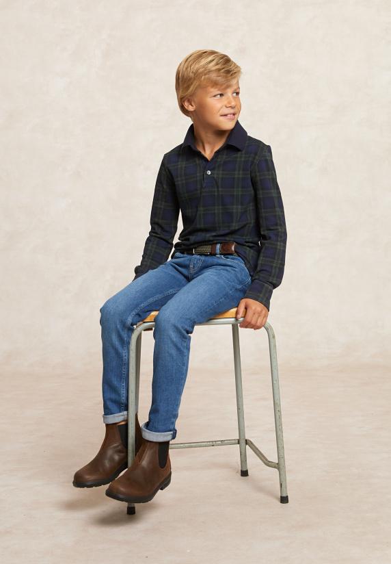 River Woods Custom Fit Katoenen Geruite Polo Admiral/bottle