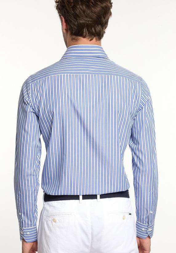 River Woods Custom Fit Katoenen Gestreept Hemd Blauw/wit