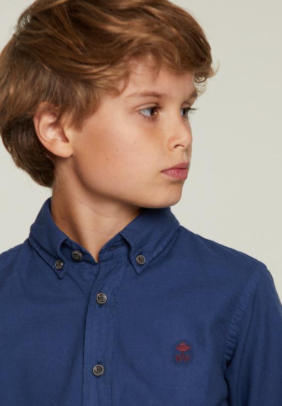 River Woods Custom Fit Katoenen Hemd Dark City Blue