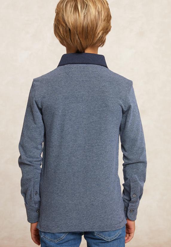 River Woods Custom Fit Katoenen Jacquard Polo Admiral/night Sky Mix