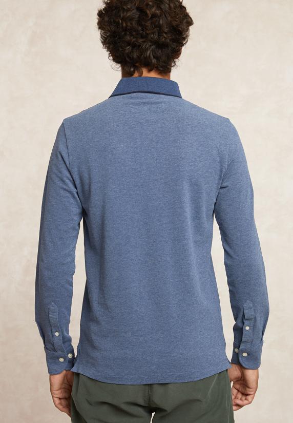 River Woods Custom Fit Katoenen Jaspe Pique Polo Moonlight Mix