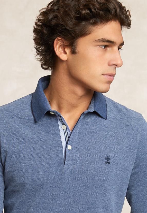 River Woods Custom Fit Katoenen Jaspe Pique Polo Moonlight Mix