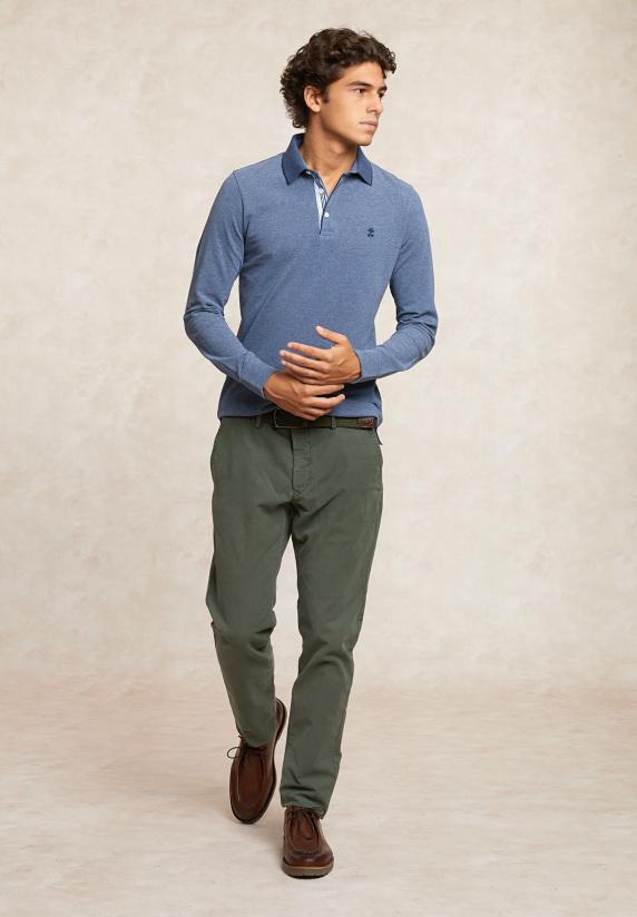 River Woods Custom Fit Katoenen Jaspe Pique Polo Moonlight Mix