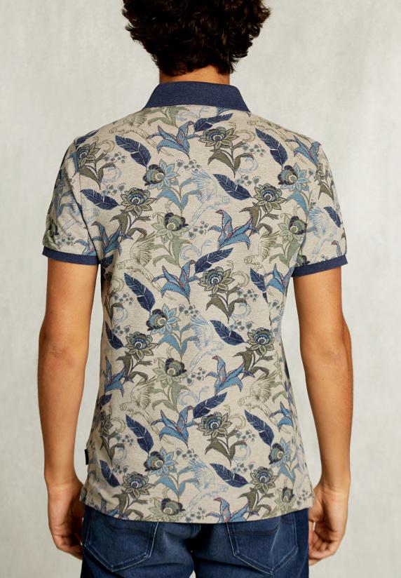 River Woods Custom Fit Katoenen Polo Bloemenprint Equator Mix