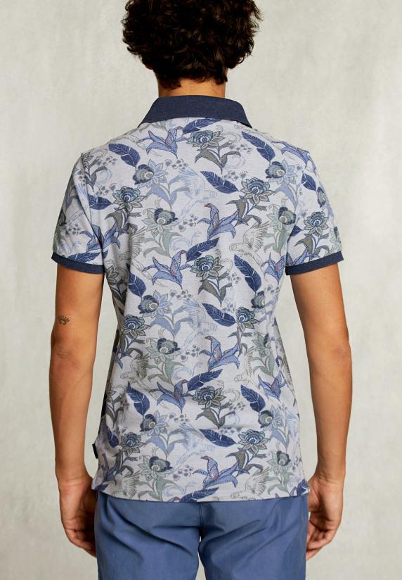 River Woods Custom Fit Katoenen Polo Bloemenprint Lt Mombasa Mix
