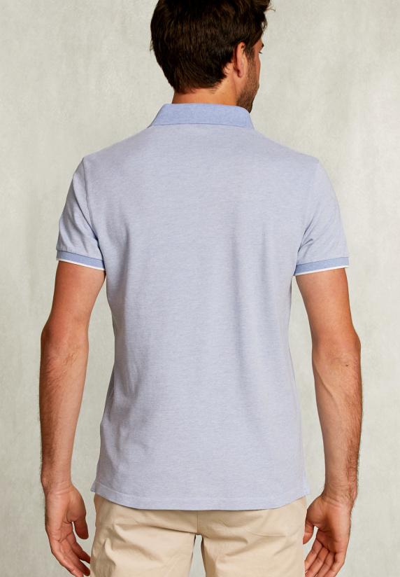 River Woods Custom Fit Katoenen Polo Dark Chambray Mix