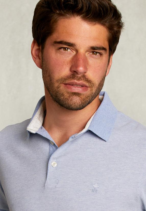 River Woods Custom Fit Katoenen Polo Dark Chambray Mix