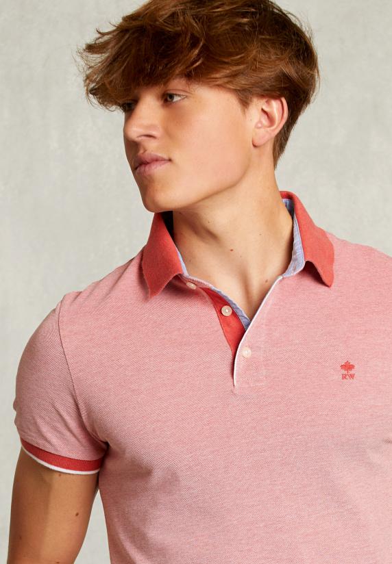 River Woods Custom Fit Katoenen Polo Dark Cosmpolitan Mix