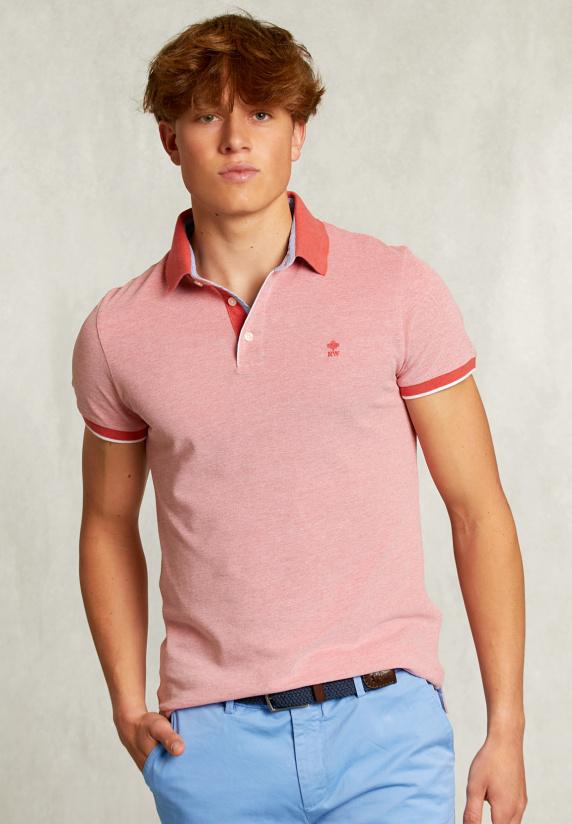 river woods Custom fit katoenen polo dark cosmpolitan mix