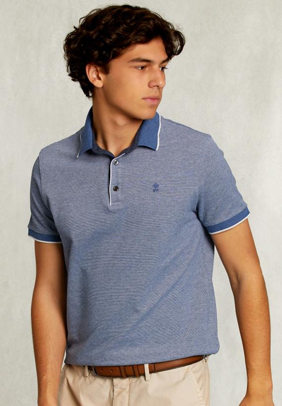 river woods Custom fit katoenen polo dark mombasa mix