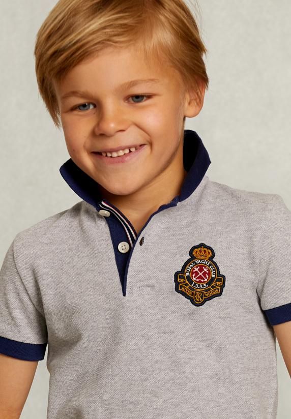 River Woods Custom Fit Katoenen Polo Dark Oyster Mix