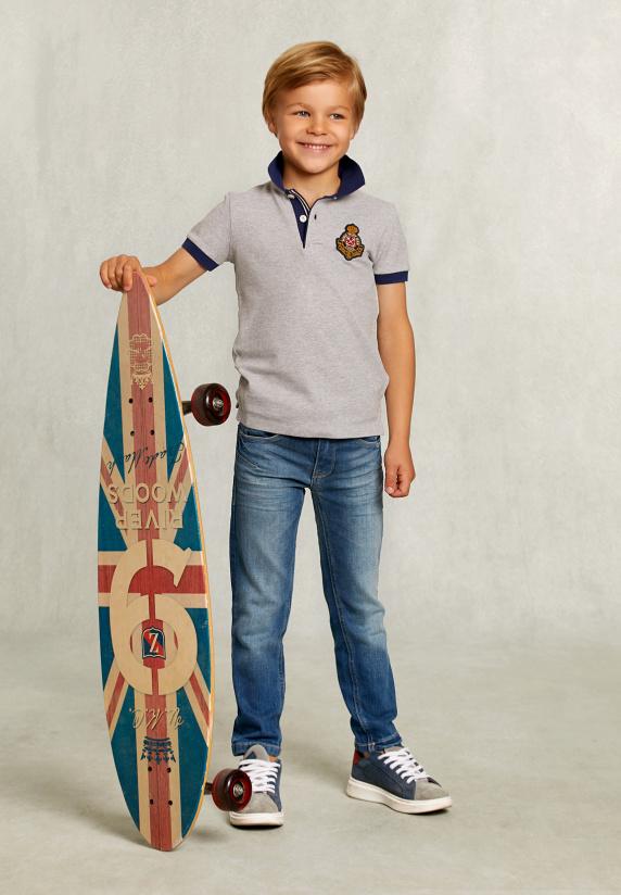 River Woods Custom Fit Katoenen Polo Dark Oyster Mix