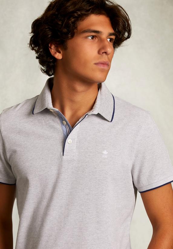 River Woods Custom Fit Katoenen Polo Dark Oyster Mix