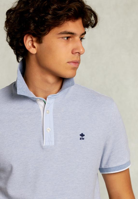 River Woods Custom Fit Katoenen Polo Dark Oyster Mix