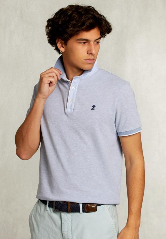 river woods Custom fit katoenen polo dark oyster mix