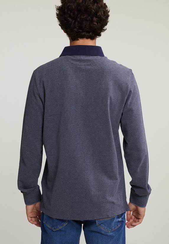 River Woods Custom Fit Katoenen Polo Navy/oxford Mix