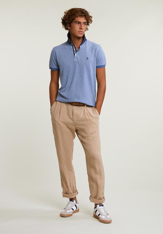 River Woods Custom Fit Katoenen Stretch Polo Korte Mouwen Lake Mix