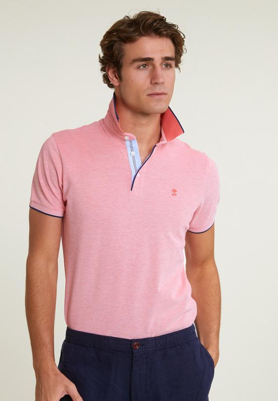 river woods Custom fit katoenen stretch polo lt sunset