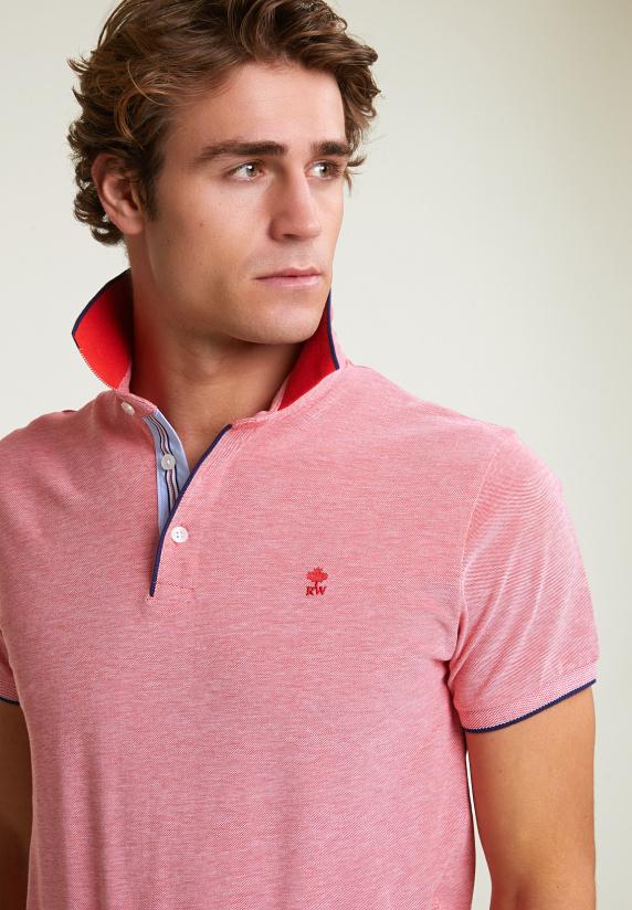 River Woods Custom Fit Katoenen Stretch Polo Stanford Red