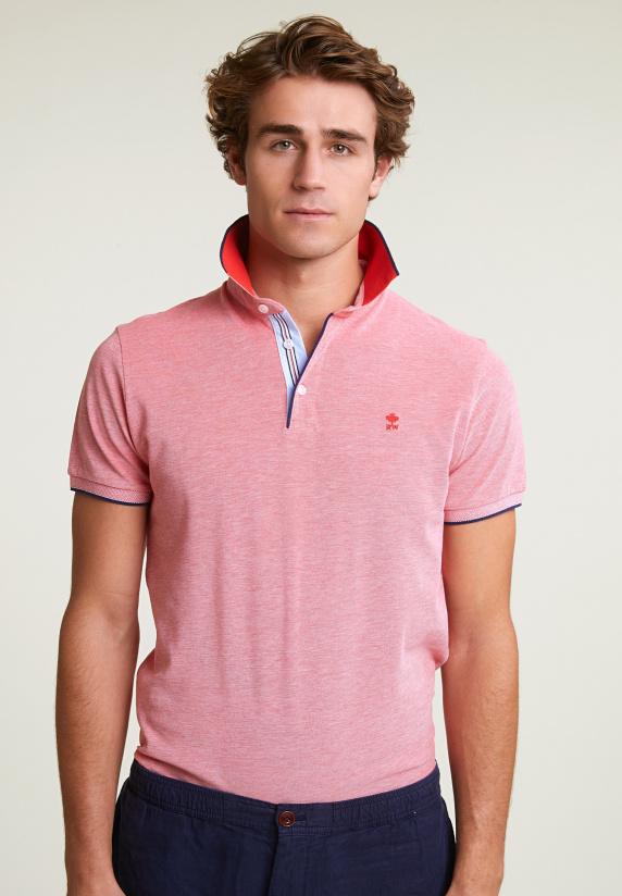 river woods Custom fit katoenen stretch polo stanford red