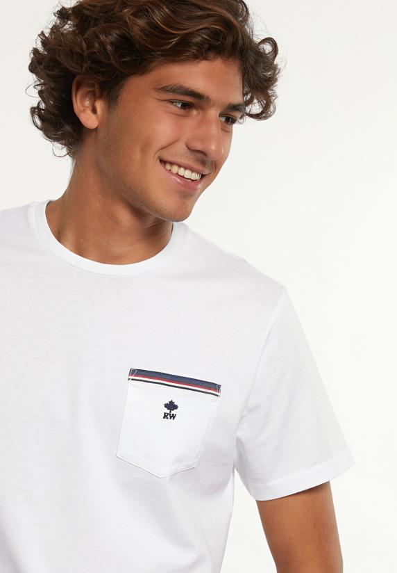 River Woods Custom Fit Katoenen T-shirt Borstzak Wit