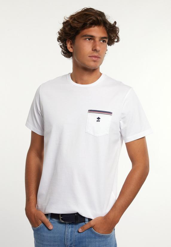 river woods Custom fit katoenen T-shirt borstzak wit