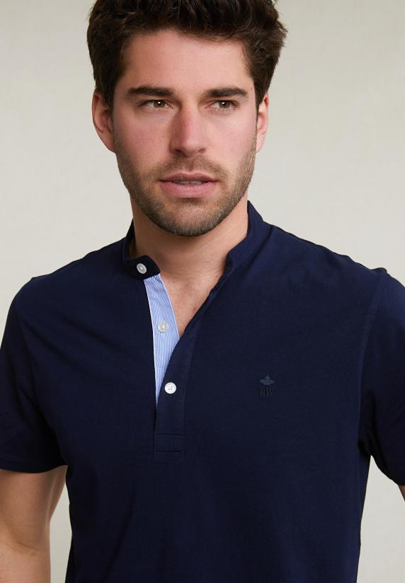 River Woods Custom Fit Katoenen T-shirt Korte Mouwen Navy