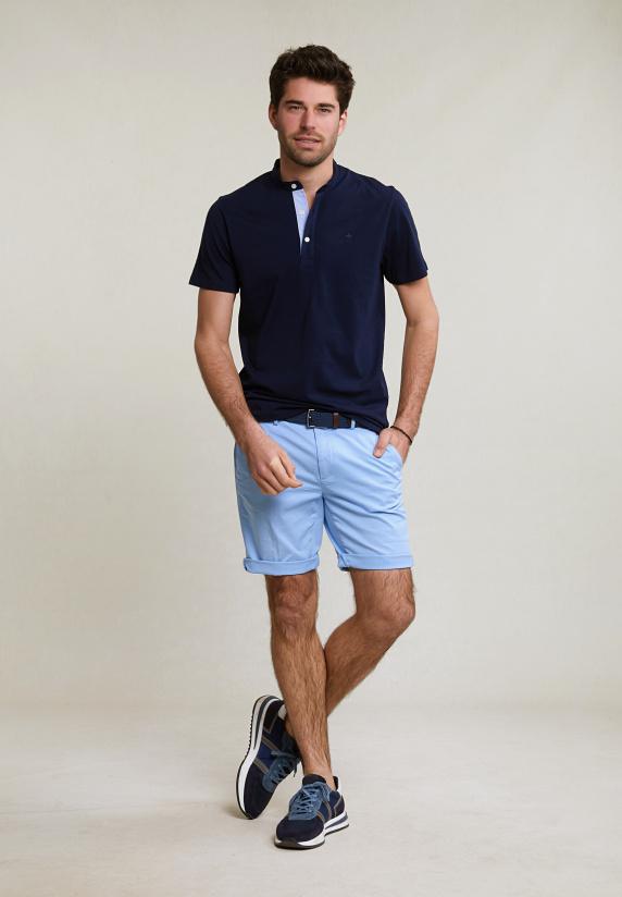 River Woods Custom Fit Katoenen T-shirt Korte Mouwen Navy