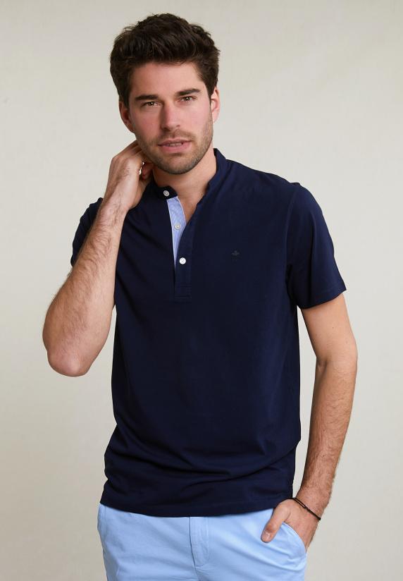 river woods Custom fit katoenen T-shirt korte mouwen navy