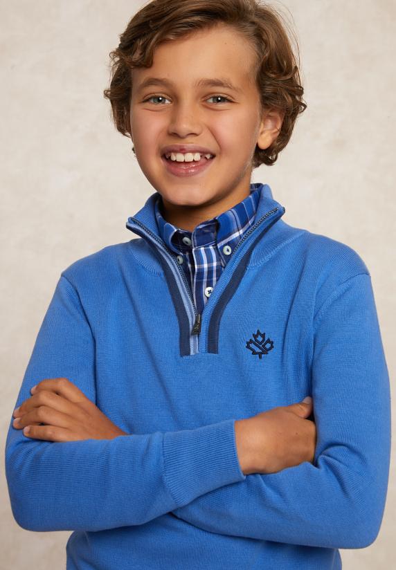 River Woods Custom Fit Katoenen Trui Opstaande Kraag Lt Hamptons Mix