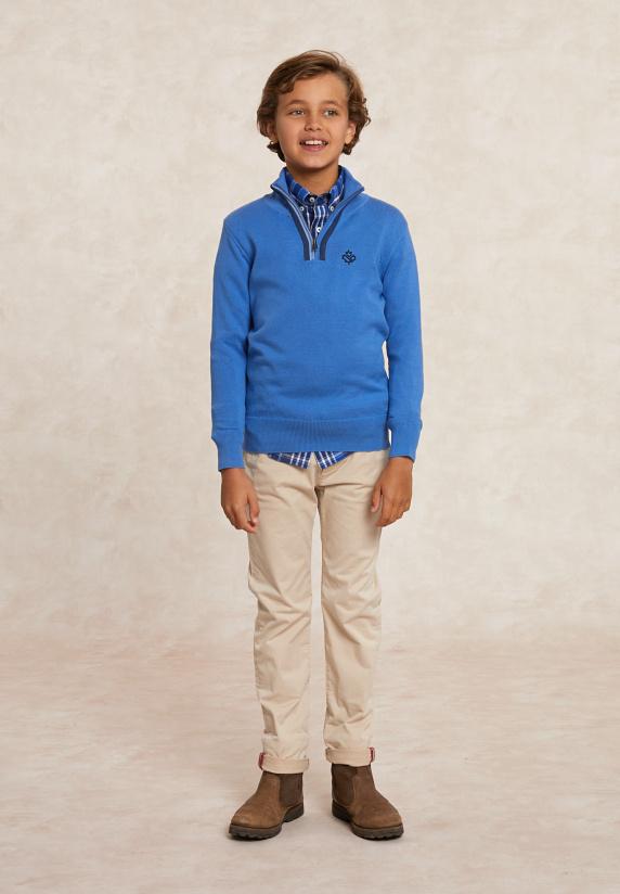 River Woods Custom Fit Katoenen Trui Opstaande Kraag Lt Hamptons Mix