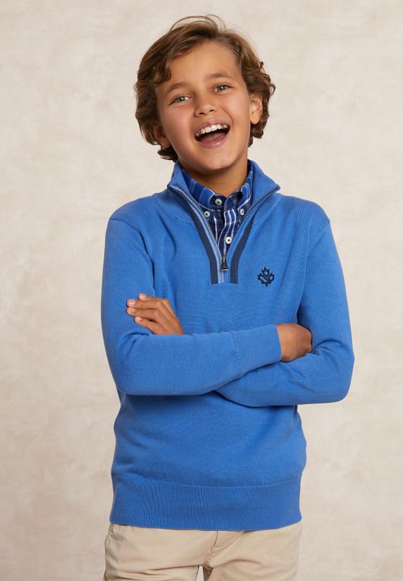 river woods Custom fit katoenen trui opstaande kraag lt hamptons mix